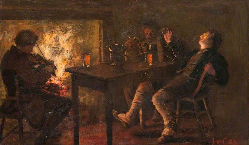 JE Christie group recital of the Robert Burns poem Willie Brew'd a Peck o' Maut c1900 oil on canvas